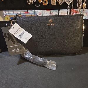 Nine West Black Leather Wristlet
